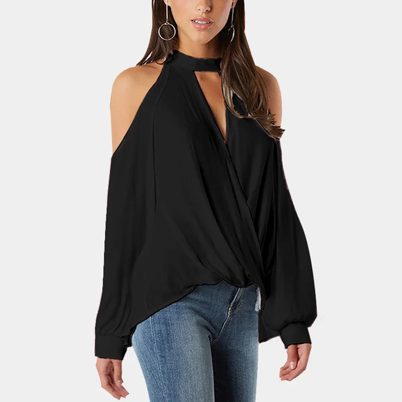 Spring Summer Sexy Strapless Halter V Neck Sexy Blouse Long Sleeve Back Button Ladies Office Shirts Ropa De Mujer Ez*0826
Spring Summer Sexy Strapless Halter V Neck Sexy Blouse Long Sleeve Back Button Ladies Office Shirts Ropa De Mujer Ez*0826