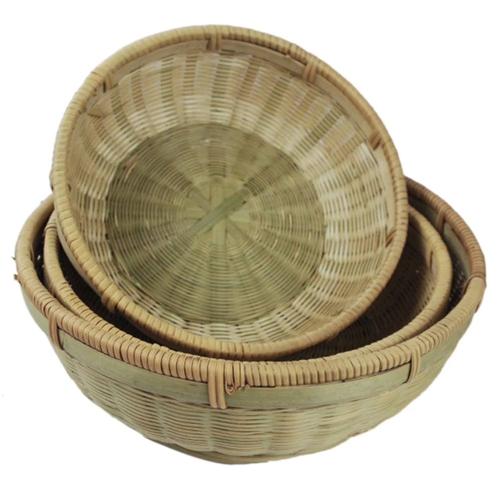 Лидер продаж бамбуковая доска ручной плетеная корзина для хранения продукты