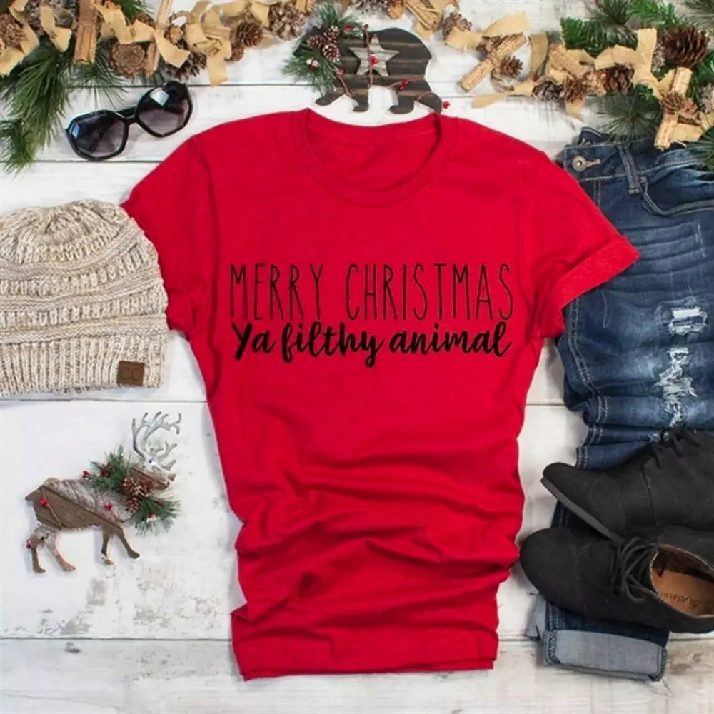 Фото Рождественская футболка со слоганом хлопковая модная гранж tumblr - купить