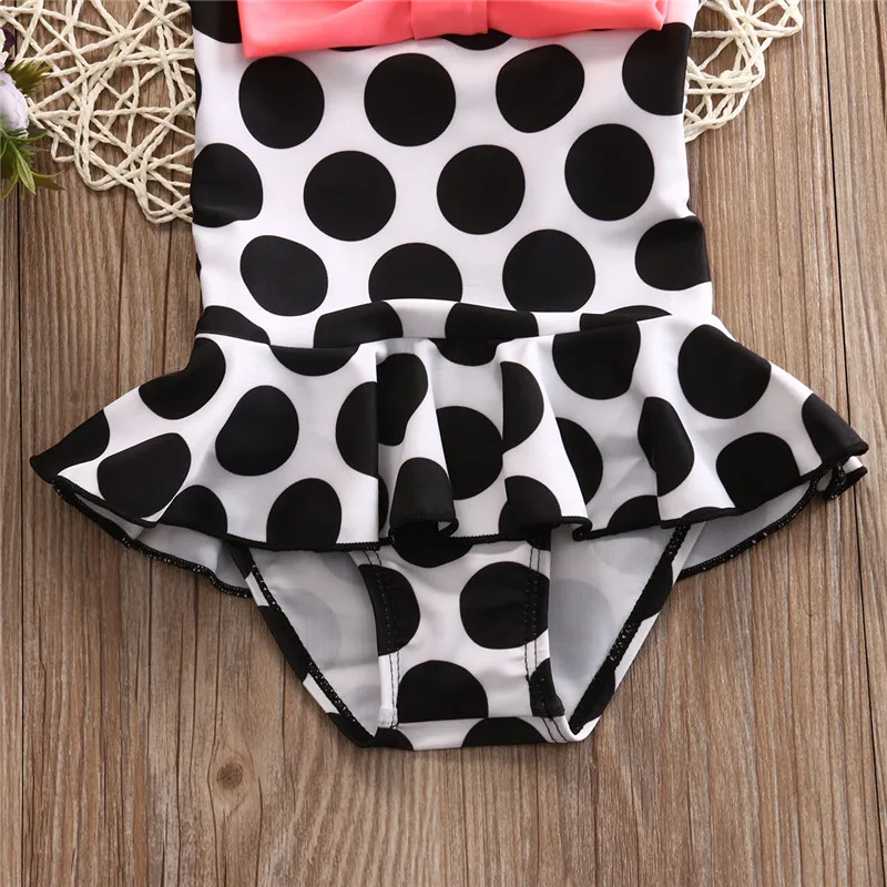 1-7T Bowknot Dots Kid Baby Girl Swimsuit One Piece Swimwear Beachwear Bathing Suit Bodysuit Cute Summer Sportswear | Спорт и