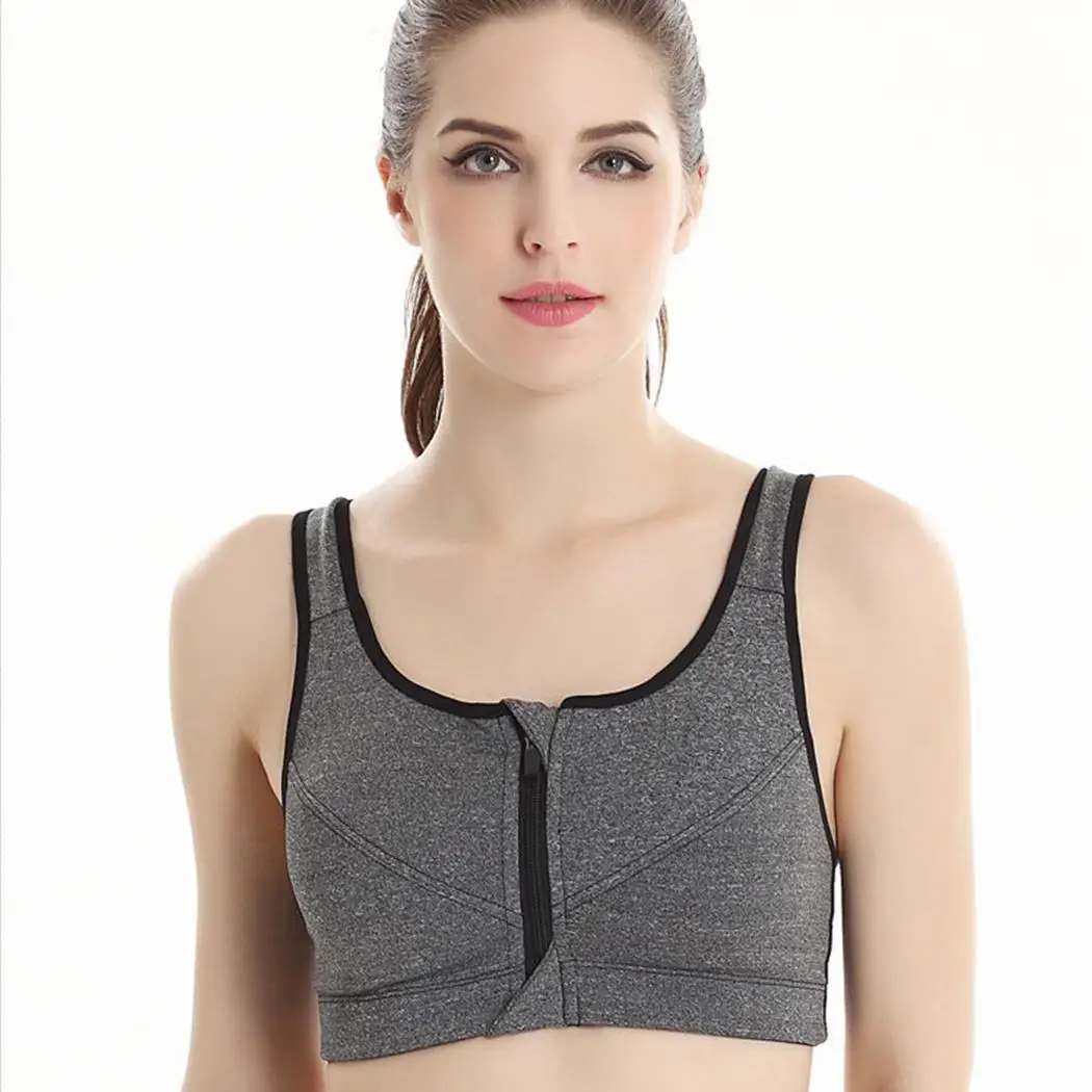 etc Running Breathable Casual Women Yoga Yes Sports Tops Bra Elastic Fitness Vest Solid Gym Zipper Front Crop | Спорт и развлечения