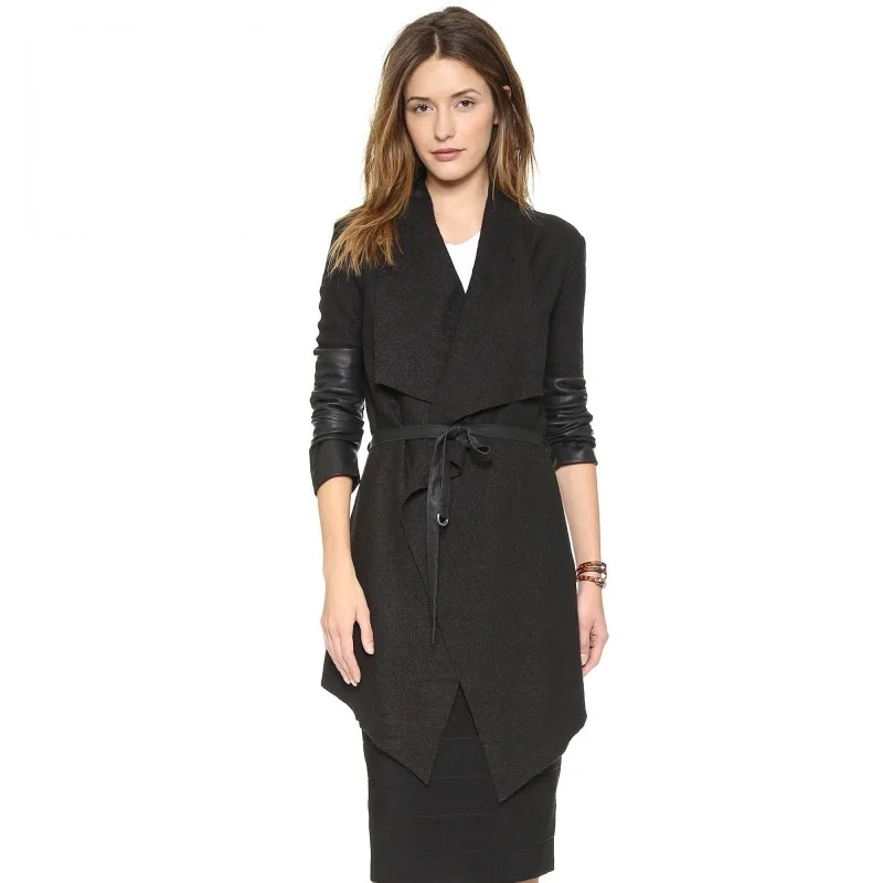 2019 Split Joint Sleeve Chalaza Casual Plus Size Lapel Woollen Overcoat Woman Woolen Loose Coat PU Splice Lady Coats
2019 Split Joint Sleeve Chalaza Casual Plus Size Lapel Woollen Overcoat Woman Woolen Loose Coat PU Splice Lady Coats