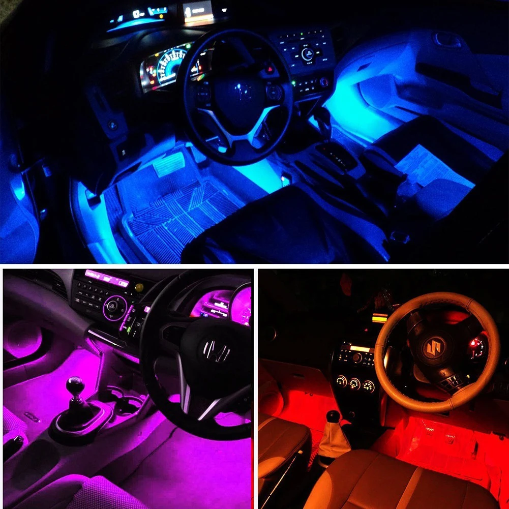 Car Styling 1 For 4 Atmosphere Neon Light Lamp RGB 9 LED Wireless Remote Control Car RGB LED Neon Interior Light
Car Styling 1 For 4 Atmosphere Neon Light Lamp RGB 9 LED Wireless Remote Control Car RGB LED Neon Interior Light