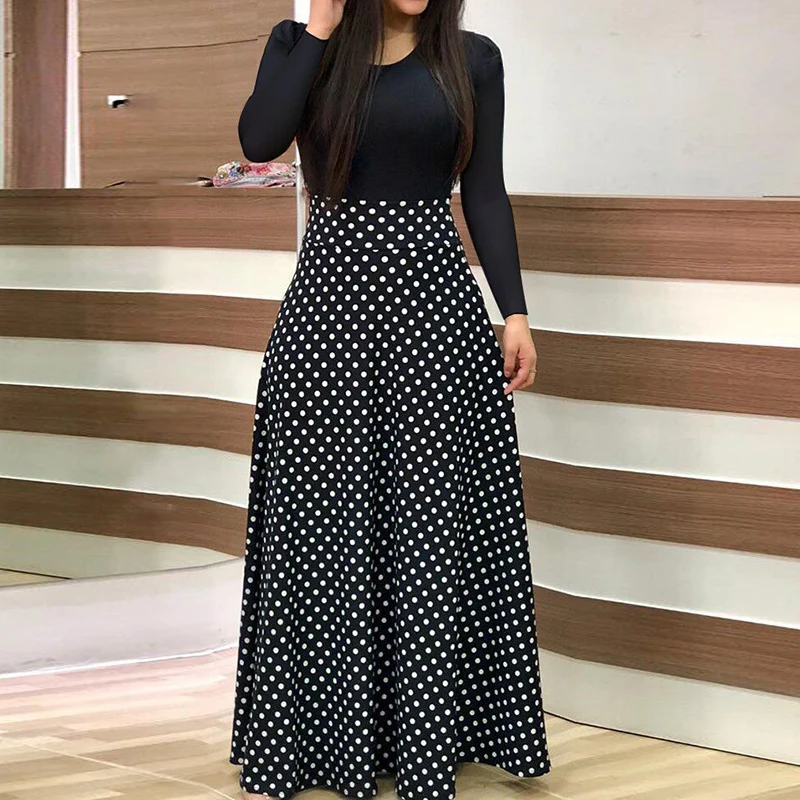 Women Long Sleeve Boho Polk Dot Maxi Dress New Fashion Floral Print Evening Party Dresses Women's Dresses Female Casual Vestidos
Women Long Sleeve Boho Polk Dot Maxi Dress New Fashion Floral Print Evening Party Dresses Women's Dresses Female Casual Vestidos