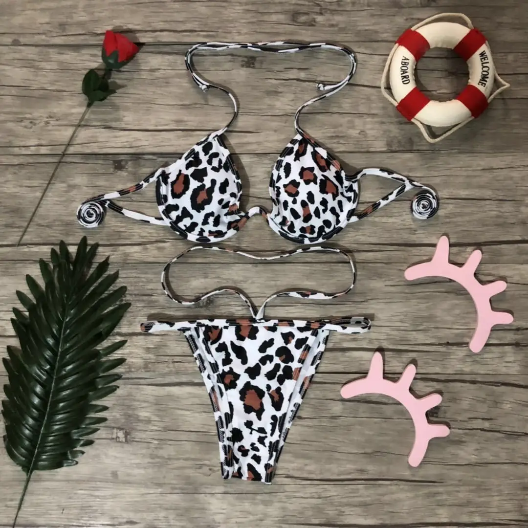2019 New Style Fashion Hot Women Padded Push Up Summer Leopard Print Beachwear Bathing Suit Swimsuit Two-Piece Suits Bikini | Спорт и