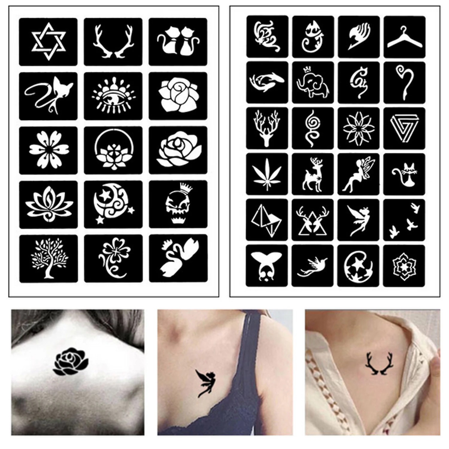 10 Sheet Reusable Tattoo Temporary Stencil Template for Henna Airbrush Face Paint Drawing Scrapbooking Random Style
10 Sheet Reusable Tattoo Temporary Stencil Template for Henna Airbrush Face Paint Drawing Scrapbooking Random Style