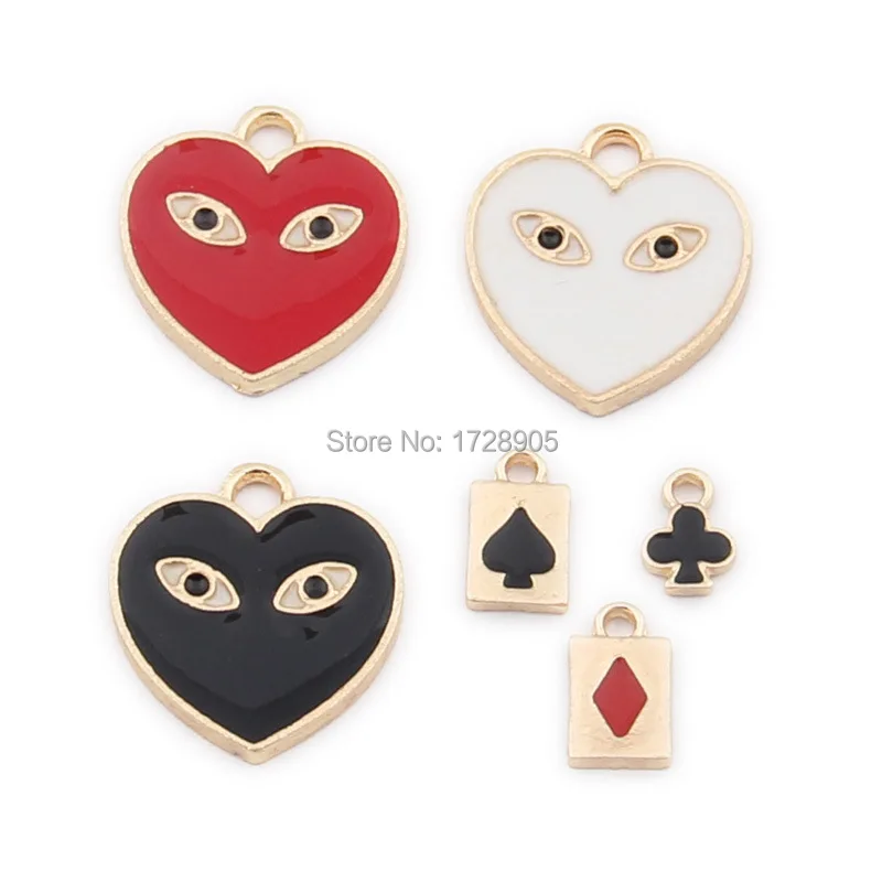 

Poker Playing Card Enamel Charm 10pcs 20mm for Jewelry Making Charms Zinc Alloy Metal Trendy Finding Supplier Heart Pendants