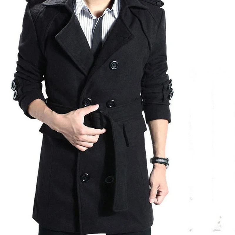 SWYIVY Men's Woolen Coat Long Lapel Thick Windbreaker Double Breasted Belt Long Male Winter Coat Fashion Business Casual Jacket
SWYIVY Men's Woolen Coat Long Lapel Thick Windbreaker Double Breasted Belt Long Male Winter Coat Fashion Business Casual Jacket