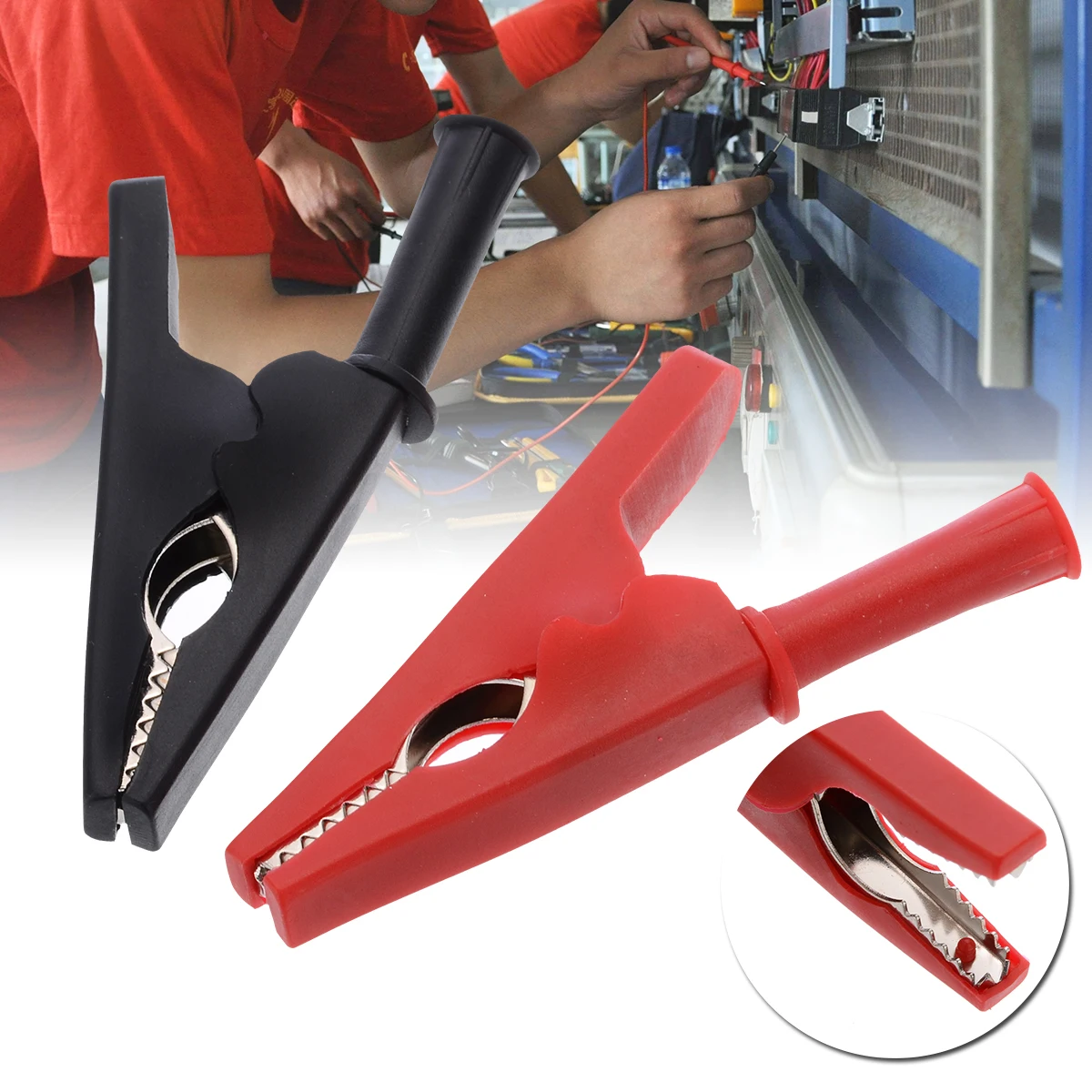 1 Pair Black + Red Crocodile Clips Banana Plug Test Clip PVC Rubber Fully Insulated Sleeve Electrical Alligator Clamp
1 Pair Black + Red Crocodile Clips Banana Plug Test Clip PVC Rubber Fully Insulated Sleeve Electrical Alligator Clamp