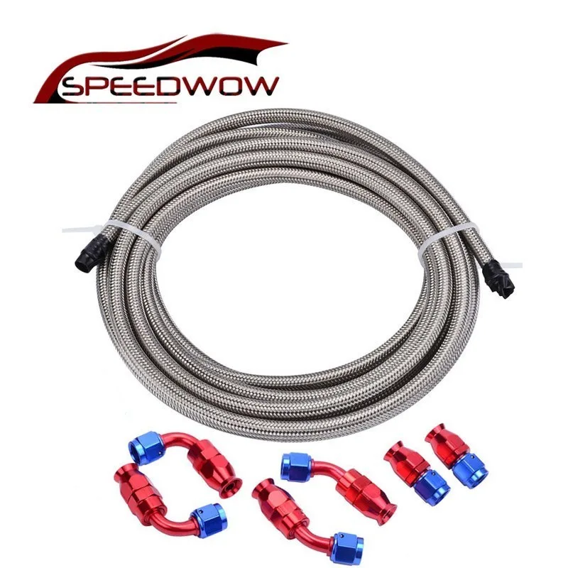 SPEEDWOW 3 м AN6 Плетеный Масляный шланг линии комплекты с 0 + 45 90 градусов PTFE поворотный