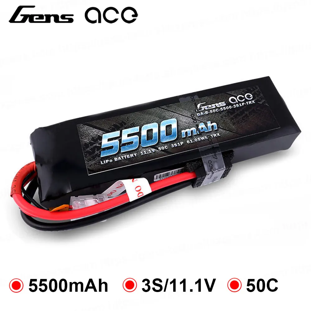 Аккумулятор Gens ace Lipo 11,1 В 5500 мАч Lipo 3S, аккумуляторная батарея 50C TRX Plug 1/8 для радиоуправляемых машинок, аккумуляторы для Traxxas X-MAX HPI E-REVO
Аккумулятор Gens ace Lipo 11,1 В 5500 мАч Lipo 3S, аккумуляторная батарея 50C TRX Plug 1/8 для радиоуправляемых машинок, аккумуляторы для Traxxas X-MAX HPI E-REVO