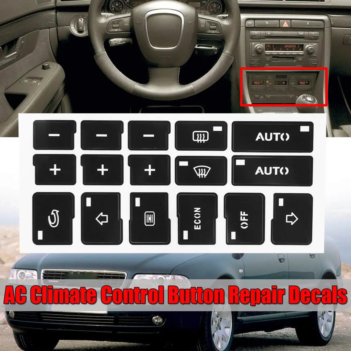 Наклейки для кнопки кондиционера автомобиля, для Audi A4 B6 B7 2000 2001 2002 2003 2004
Наклейки для кнопки кондиционера автомобиля, для Audi A4 B6 B7 2000 2001 2002 2003 2004