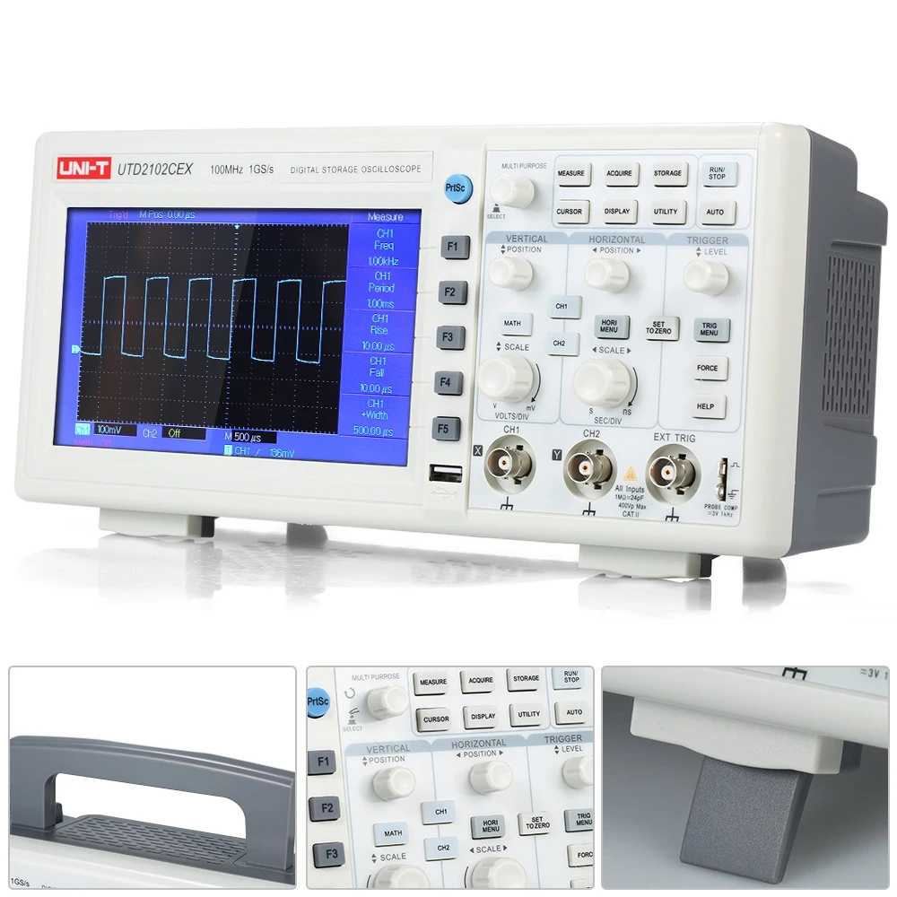 UNI-T UTD2102CEX Digital Storage Oscilloscope Dual Channel Oscilloscope Oscillometer 2CH 100MHz 1GS/s
UNI-T UTD2102CEX Digital Storage Oscilloscope Dual Channel Oscilloscope Oscillometer 2CH 100MHz 1GS/s