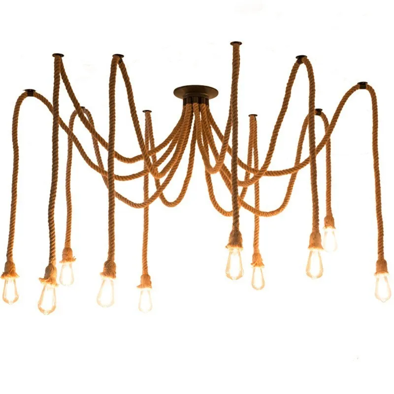 Vintage Retro Hemp Rope Spider Pendant Light Industrial Twine Hanging Light Classic Bar Restaurant E27 Art Ceiling Lamp Fixture
Vintage Retro Hemp Rope Spider Pendant Light Industrial Twine Hanging Light Classic Bar Restaurant E27 Art Ceiling Lamp Fixture