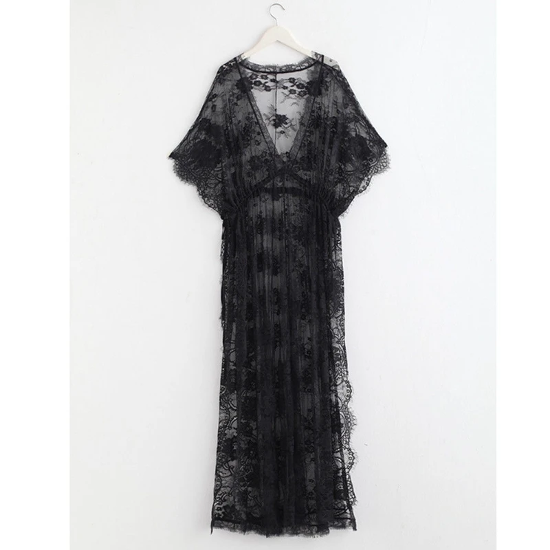 Womens Lace Long Sleeves Nightwear Beach Bikini Cover Up Split Dress Solid Sexy Summer Beachwear
Womens Lace Long Sleeves Nightwear Beach Bikini Cover Up Split Dress Solid Sexy Summer Beachwear