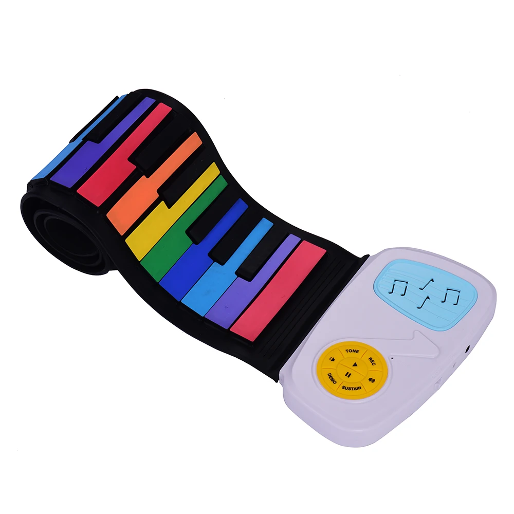 

Пианино с радужной раскладкой, 49 клавиш, электронная клавиатура, цветные силиконовые клавиши, Музыкальная развивающая игрушка для детей