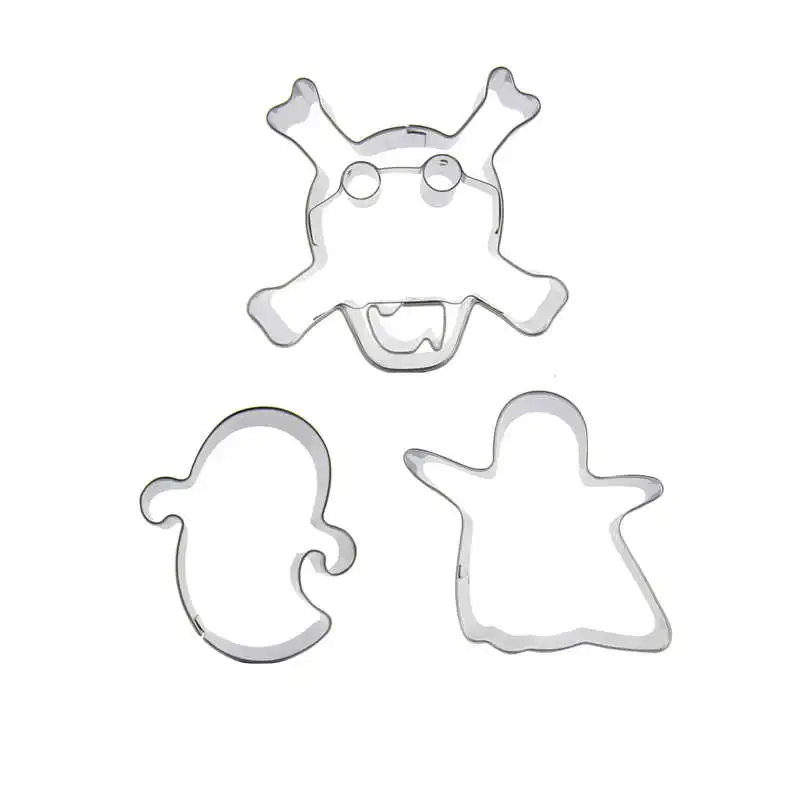 3 pcs Skeleton Head Ghost Stainless steel Cookie cutter biscuit embossing machine Pastry soft candy molds Cake decorating Tools
3 pcs Skeleton Head Ghost Stainless steel Cookie cutter biscuit embossing machine Pastry soft candy molds Cake decorating Tools