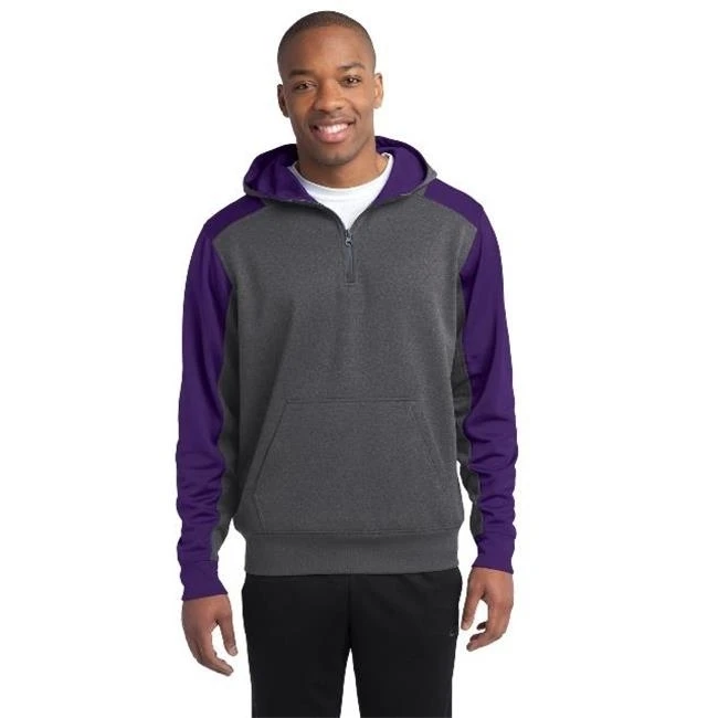 Спортивный Tek ST249 мужской Tech Fleece Colorblock 1 by 4 Zip толстовка с капюшоном графит Хизер &