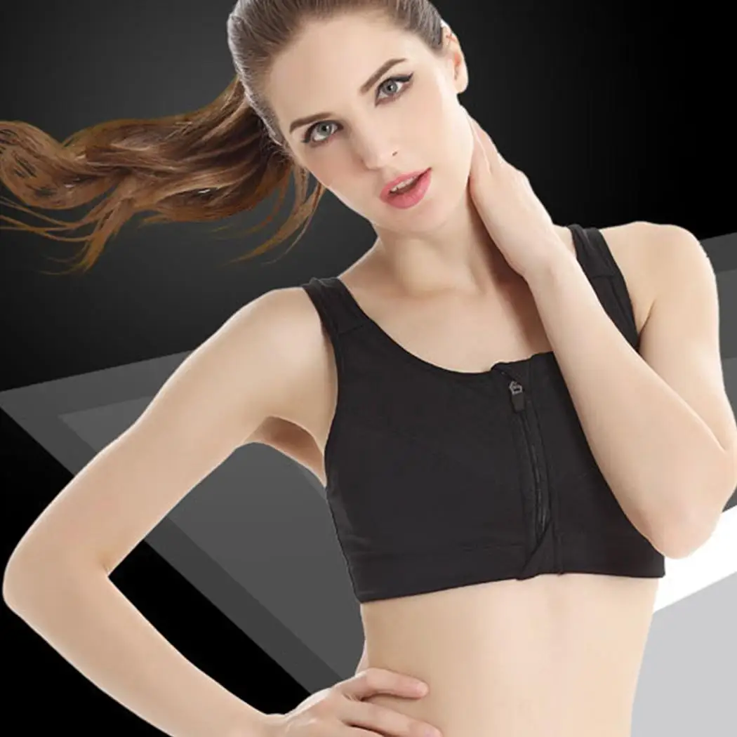 etc Running Breathable Casual Women Yoga Yes Sports Tops Bra Elastic Fitness Vest Solid Gym Zipper Front Crop | Спорт и развлечения