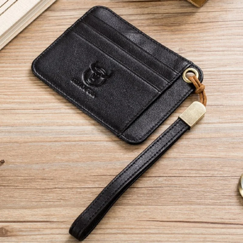 BULLCAPTAIN Genuine Leather Card Holder Credit Cart Wallet Mini Slim Case Unisex Business ID Holders Coin | Багаж и сумки