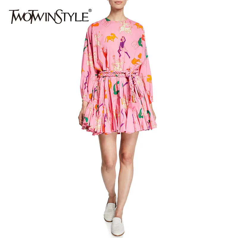 TWOTWINSTYLE Cartoon Print Womens Dress O Neck Long Sleeve Bandage Pleated Female Dresses Sweet Style 2020 Fashion Clothes
TWOTWINSTYLE Cartoon Print Womens Dress O Neck Long Sleeve Bandage Pleated Female Dresses Sweet Style 2020 Fashion Clothes