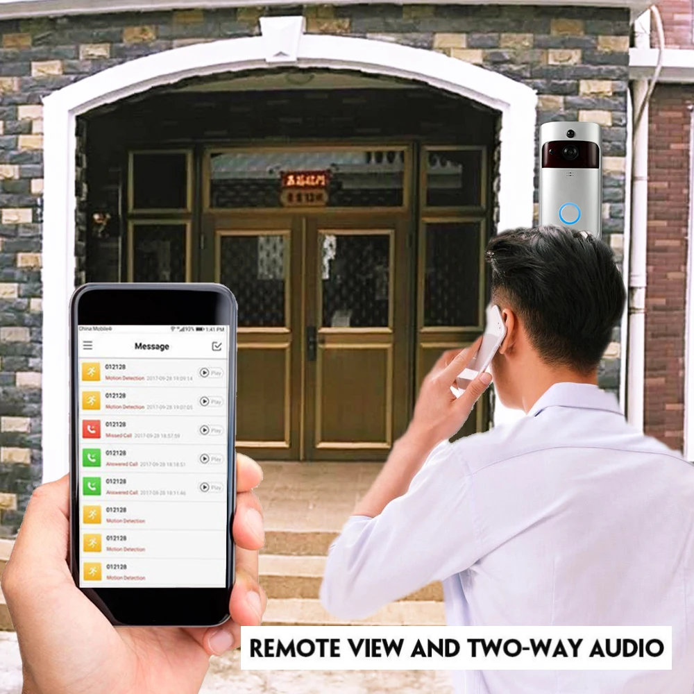 1080P Wireless WiFi Security DoorBell Smart Video Door Phone with Plug-in Chime Visual Recording Low Power Consumption
1080P Wireless WiFi Security DoorBell Smart Video Door Phone with Plug-in Chime Visual Recording Low Power Consumption