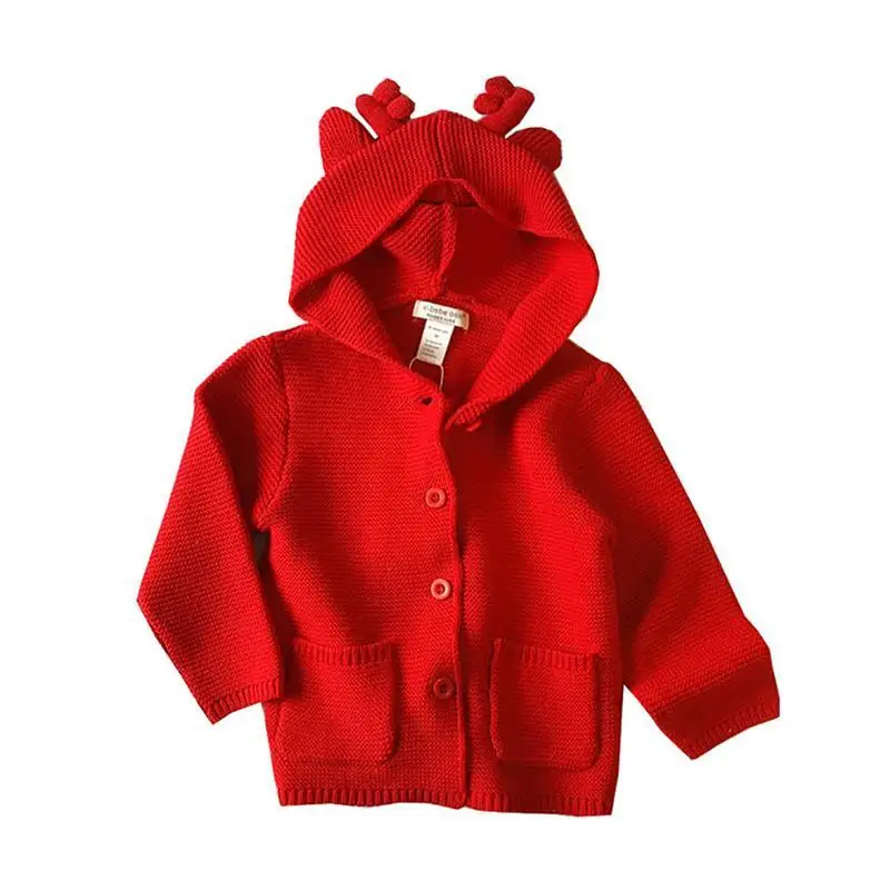 2018 Korean Baby Coat Boys And Girls Animal Ears Sweater Children's Pure Color Kids Cardigan | Мать и ребенок