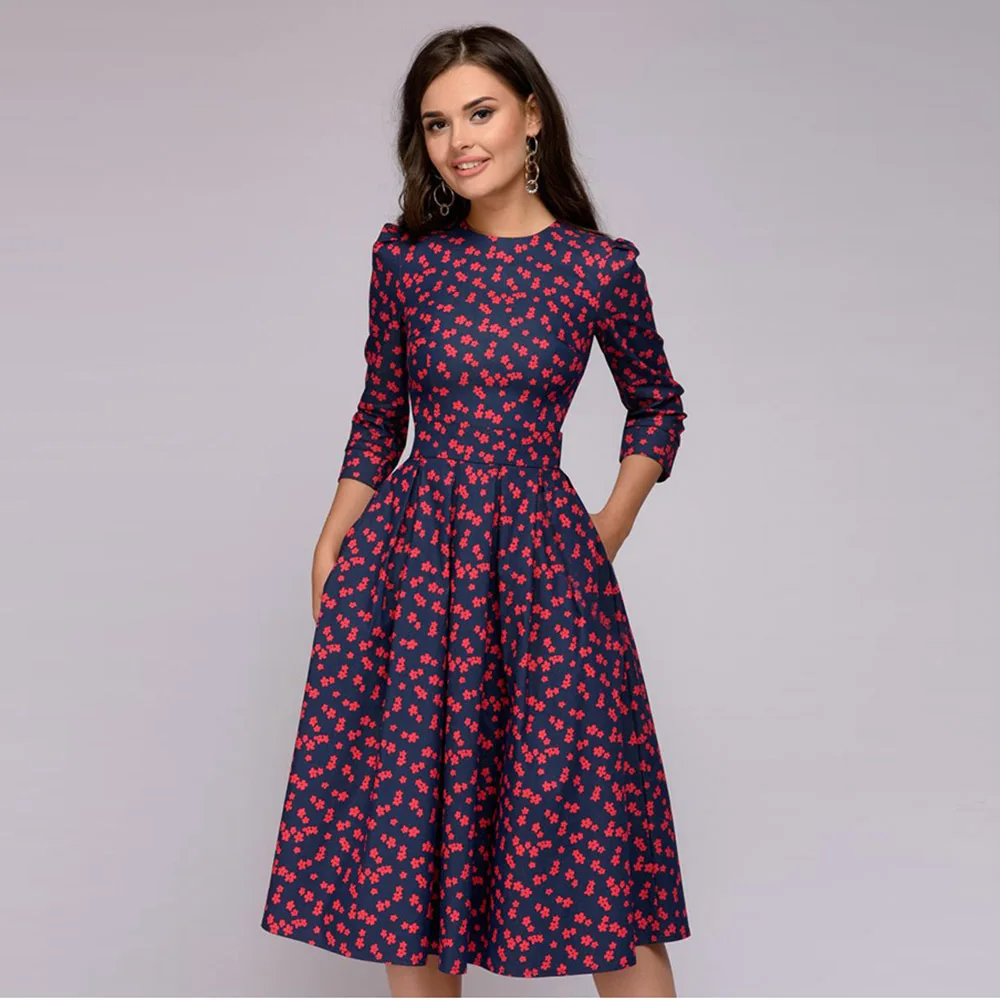 2018 Women Elegent A-line Dress Vintage printing party Vestidos Three Quarter Sleeve women Autumn Dress (No Pockets)
2018 Women Elegent A-line Dress Vintage printing party Vestidos Three Quarter Sleeve women Autumn Dress (No Pockets)