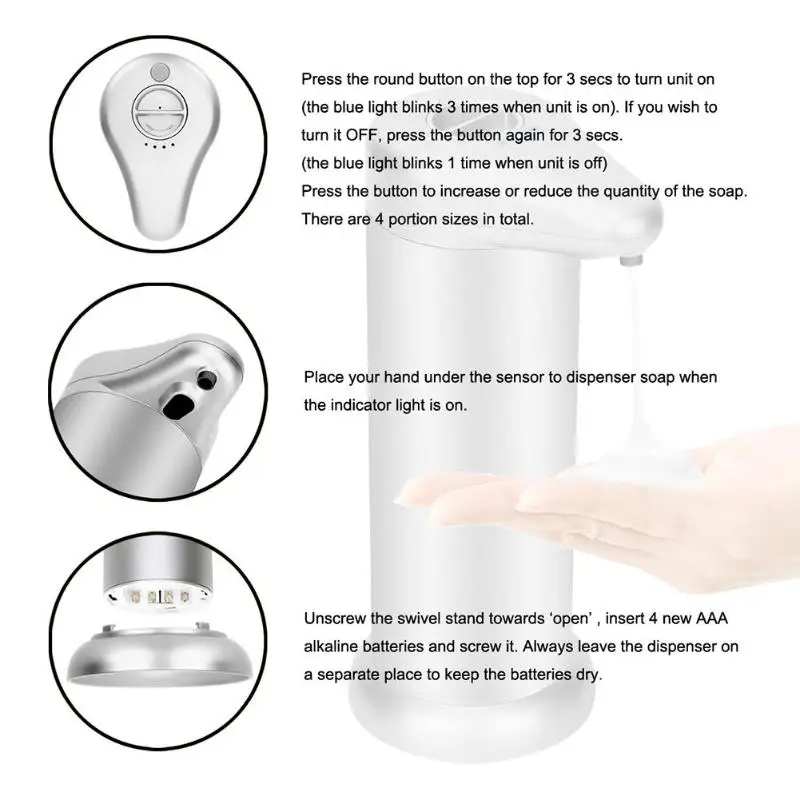 300ml Automatic Liquid Soap Dispenser Smart Sensor Touchless Infrared Sensor Liquid Container for Kitchen Bathroom Dropshipping 
300ml Automatic Liquid Soap Dispenser Smart Sensor Touchless Infrared Sensor Liquid Container for Kitchen Bathroom Dropshipping