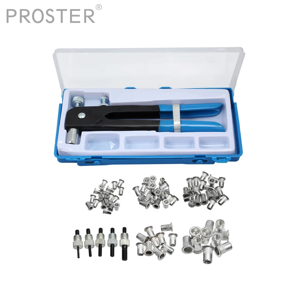 Proster 86pcs for Threaded Nut Rivet Tool Riveter Rivnut Nutsert Gun Riveting Kit M3-M8 With Plastic Storage Case
Proster 86pcs for Threaded Nut Rivet Tool Riveter Rivnut Nutsert Gun Riveting Kit M3-M8 With Plastic Storage Case