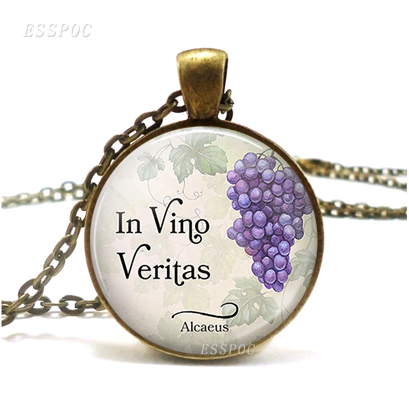 "In wine, Truth" In Vino Veritas quote necklace Retro Style Literary Glass grape Photo Jewelry Pendant wine lover gift
"In wine, Truth" In Vino Veritas quote necklace Retro Style Literary Glass grape Photo Jewelry Pendant wine lover gift
