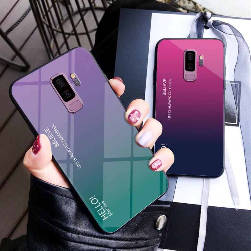 Чехол для Samsung S 9 S9 Plus, градиентный чехол-накладка из закаленного стекла для Samsung Galaxy S9 Plus S9 + Защитная стеклянная оболочка
Чехол для Samsung S 9 S9 Plus, градиентный чехол-накладка из закаленного стекла для Samsung Galaxy S9 Plus S9 + Защитная стеклянная оболочка