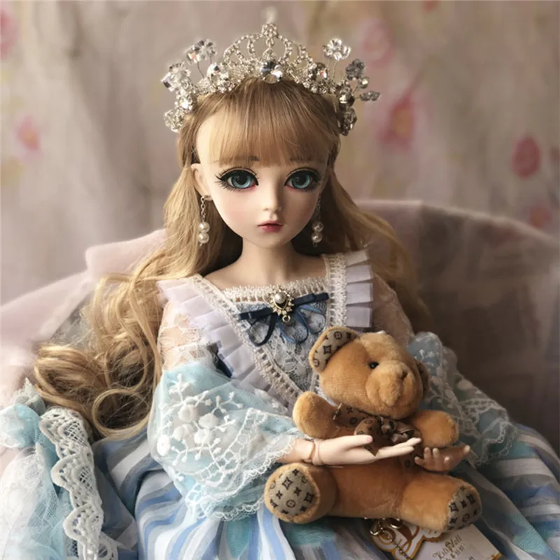 BJD 60 см золотые волосы элегантная кукла игрушки 1/3 с синими глазами и одеждой