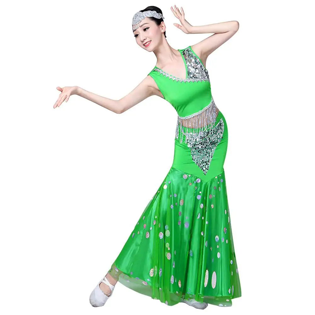 Women Sequins Design Dai Peacock Dance Performance Fishtail Wrap Hip Flower Costumes
Women Sequins Design Dai Peacock Dance Performance Fishtail Wrap Hip Flower Costumes