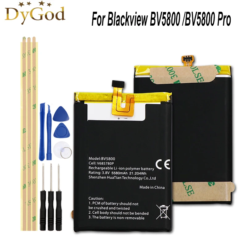 DyGod 5580mAh For Blackview BV5800 Battery V685780P for Blackview BV5800 Pro High Quality mobile phone Battery +Tools
DyGod 5580mAh For Blackview BV5800 Battery V685780P for Blackview BV5800 Pro High Quality mobile phone Battery +Tools