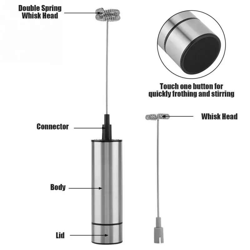 Hot Electric Milk Frother Stainless Steel Handheld Milk Foamer Drink Mixer for Coffee Cappuccino Single/Double Spring Whisk Head
Hot Electric Milk Frother Stainless Steel Handheld Milk Foamer Drink Mixer for Coffee Cappuccino Single/Double Spring Whisk Head