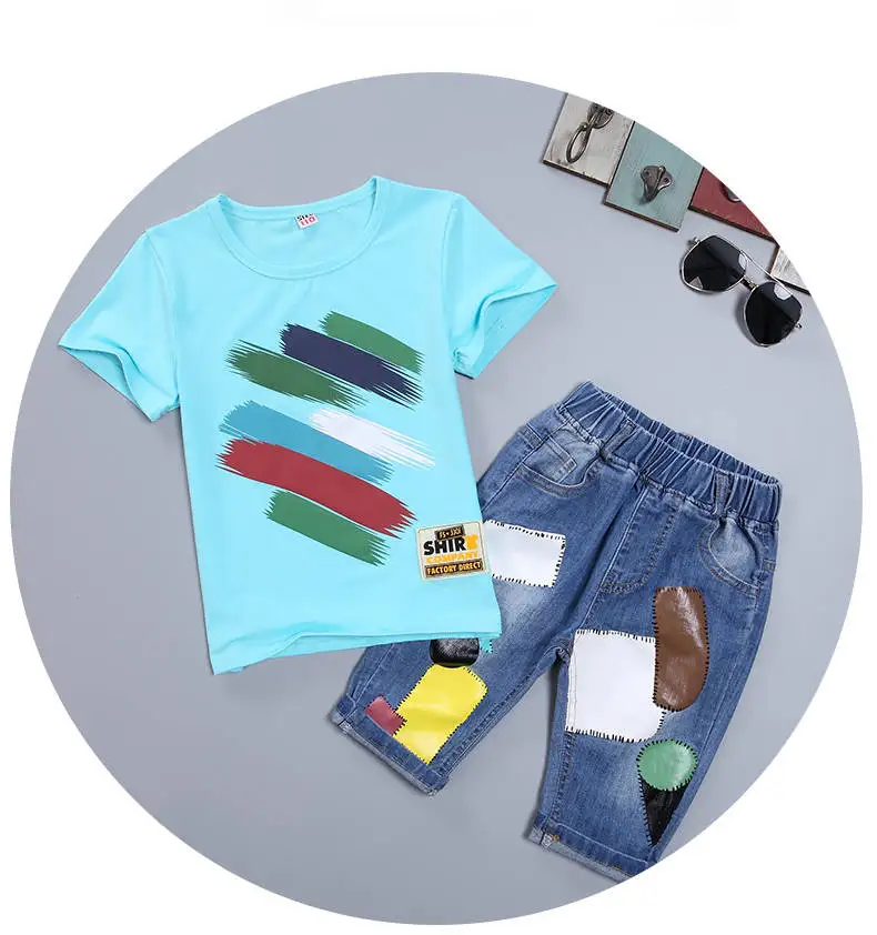 2019 Summer Boys Clothes Sport Suit Set Fashion Casual Short Sleeve O-neck Children's Clothing Set 2 Pieces T-Shirt + Jeans
2019 Summer Boys Clothes Sport Suit Set Fashion Casual Short Sleeve O-neck Children's Clothing Set 2 Pieces T-Shirt + Jeans