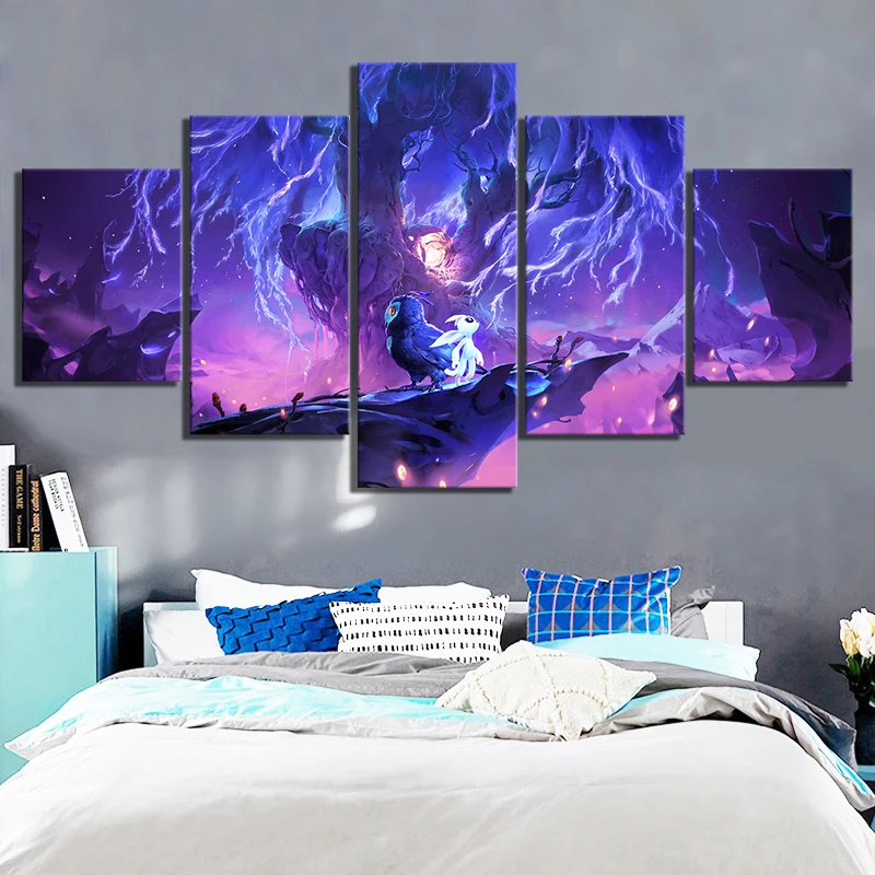 5 Piece Cartoon Landscape Poster Pictures Ori and The Blind Forest Game Poster Artwork Canvas Paintings Wall Art for Home Decor
5 Piece Cartoon Landscape Poster Pictures Ori and The Blind Forest Game Poster Artwork Canvas Paintings Wall Art for Home Decor