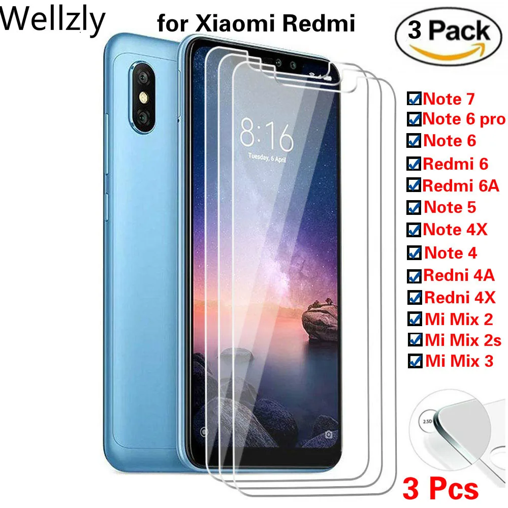 3PCS 9h Tempered Glass Screen Protector Film For Xiaomi Redmi Note 6 Pro 7 5 4 X Redmi 4x 6a 4a Mi Mix 2s 3 Protective Glass
3PCS 9h Tempered Glass Screen Protector Film For Xiaomi Redmi Note 6 Pro 7 5 4 X Redmi 4x 6a 4a Mi Mix 2s 3 Protective Glass