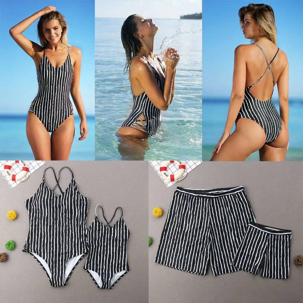Newest Bikini 2019 Family Matching Swimwear Mother Daughter Father Son Matching Women Kid One Piece Striped Swimsuit Men Trunks
Newest Bikini 2019 Family Matching Swimwear Mother Daughter Father Son Matching Women Kid One Piece Striped Swimsuit Men Trunks