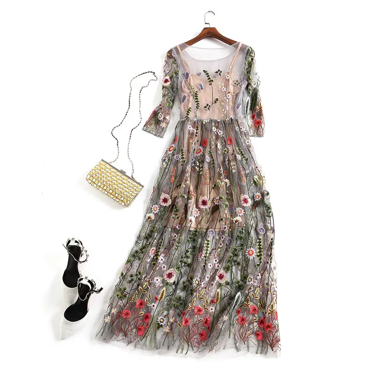 Фото Вышивка Вечерние платья взлетно посадочной полосы с цветочным - купить