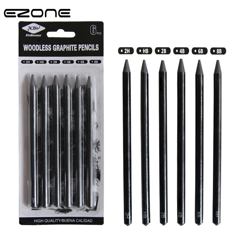 EZONE Professional Pure Carbon Sketch Pens Sketch Pencil 2B/4B/6B/8B/2H/HB Woodless Charcoal Pencil For Art Students Pencils
EZONE Professional Pure Carbon Sketch Pens Sketch Pencil 2B/4B/6B/8B/2H/HB Woodless Charcoal Pencil For Art Students Pencils