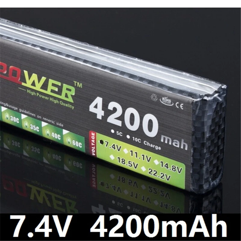 

LION POWER 7.4V 4200mAh 30C LiPo Battery For RC Car Airplane Helicopter Boat 4200mah 2S Battery 7.4v Lithium battery