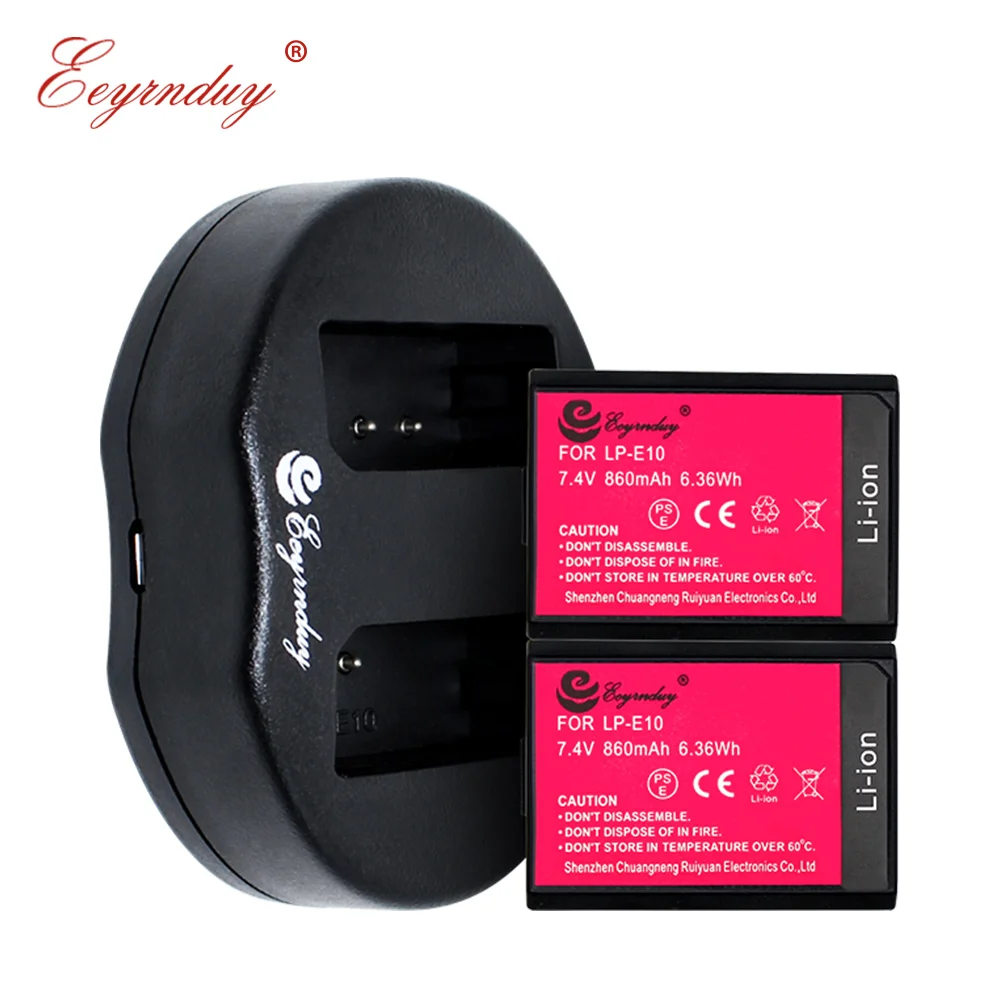 2x LP E10 LPE10 батарея + 1x двойное зарядное устройство для Canon 1100D 1200D 1300D Rebel T3 T5 KISS X50