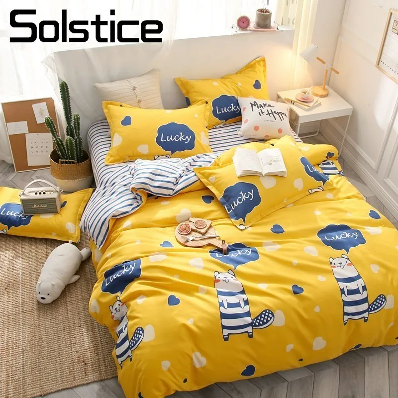 Solstice Home Textile Yellow Cartoon Duvet Cover Pillowcase Stripe Flat Bed Sheet Kid Boy Girl Bedding Linen Set Bedclothes 4pcs
Solstice Home Textile Yellow Cartoon Duvet Cover Pillowcase Stripe Flat Bed Sheet Kid Boy Girl Bedding Linen Set Bedclothes 4pcs