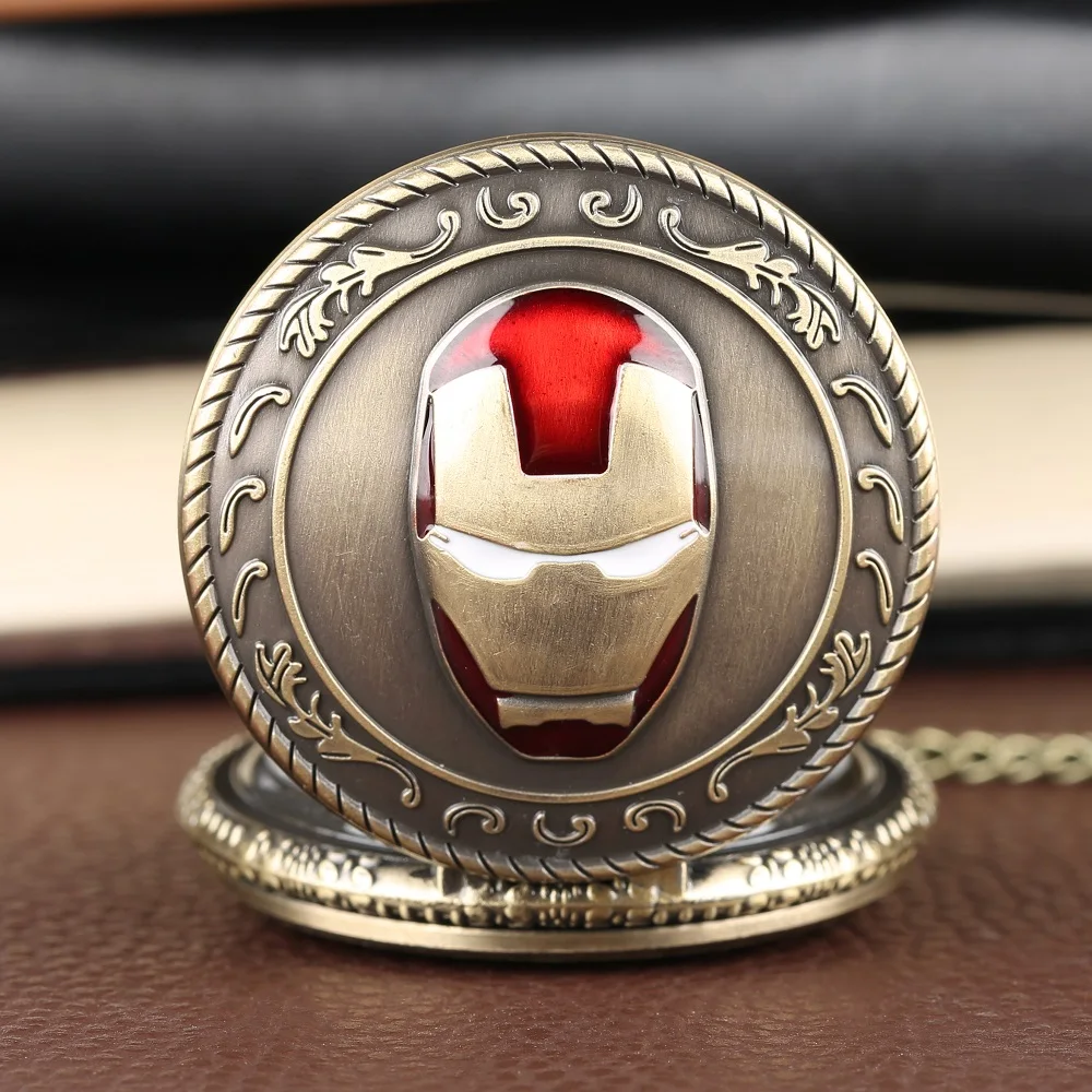 Mens Pocket Watch Iron Man Movie Theme Dial Quartz Pocket Watches Bronze Chain Arabic Numeric Scale Pendant Clock Best Gifts
Mens Pocket Watch Iron Man Movie Theme Dial Quartz Pocket Watches Bronze Chain Arabic Numeric Scale Pendant Clock Best Gifts