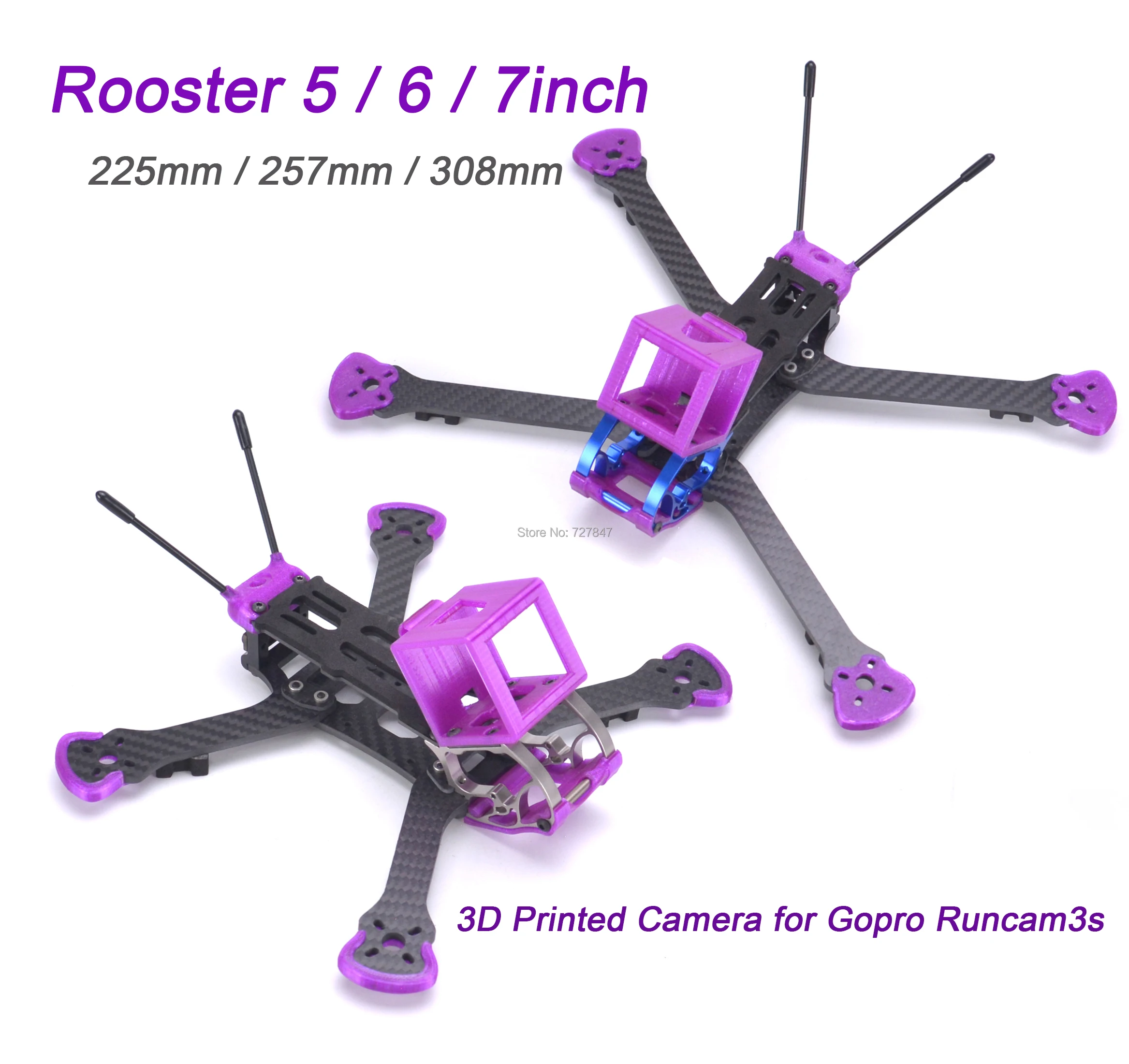 FPV Rooster 230 H X 5 дюймов 225 мм 6 257 7 308 комплект рамы для квадрокоптера из углеродного