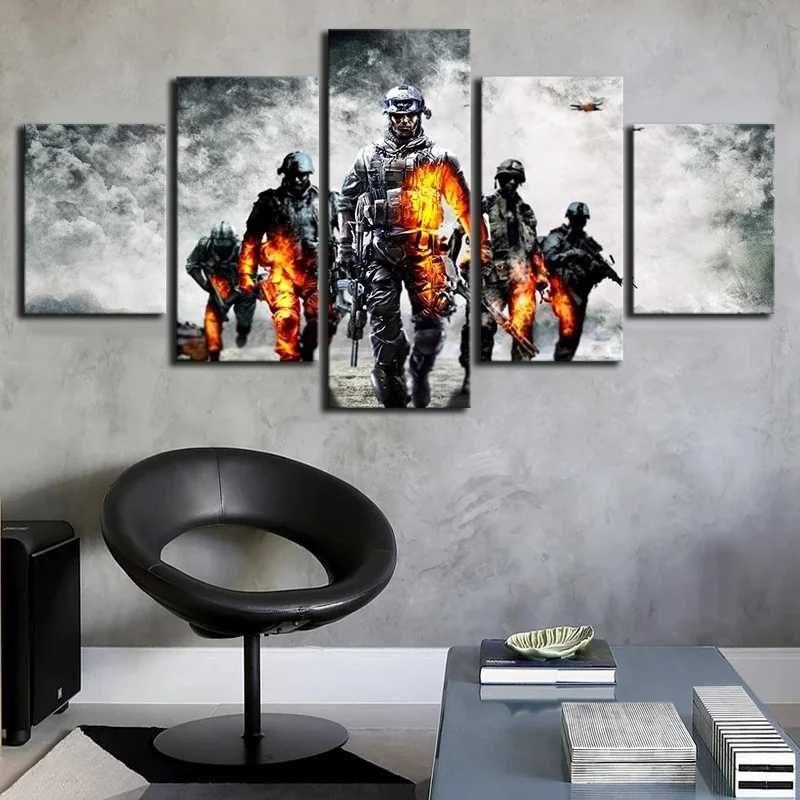 5 Piece HD Wall Picture Battlefield Video Game Poster Fantasy Art Home Decor | Дом и сад