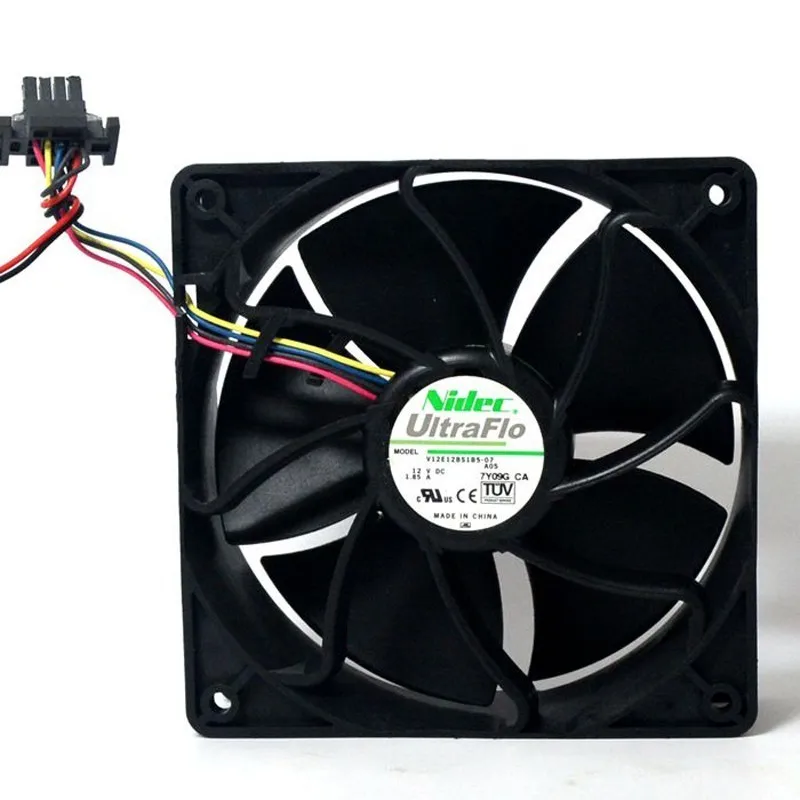 Оригинальный Nidec DC 12V 1.85A V12E12BS1B5 07 12038 120*120*38 мм 4 провод с Контроль температуры