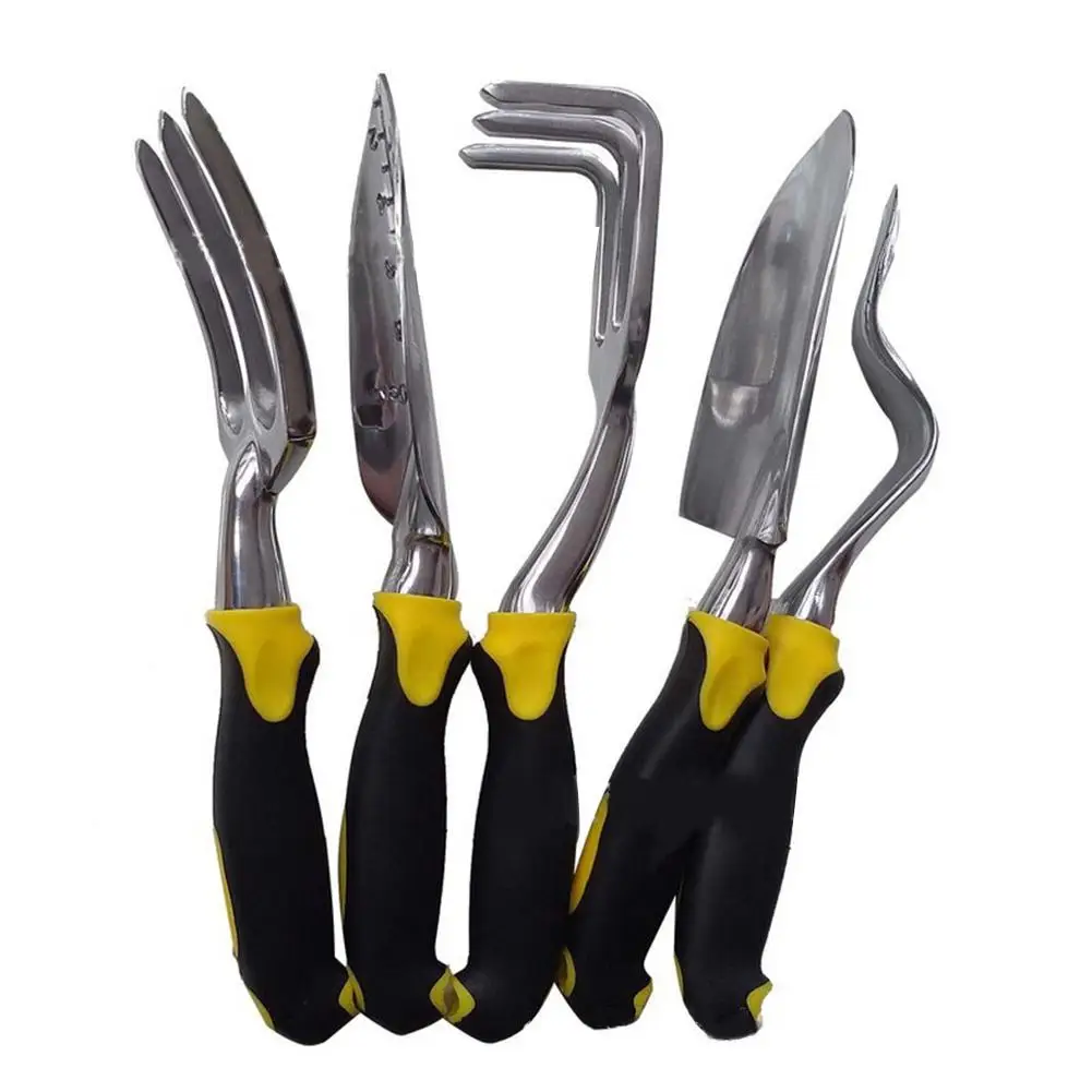 Garden Tools 5 PCS Aluminum Alloy Garden Tool Functional Growing Flowers Tool With Ergonomic Handles Easy Storage
